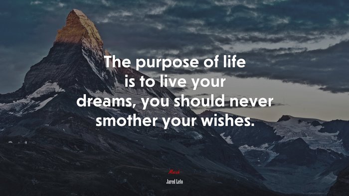 The purpose of life is to live your dreams, you should never smother your wishes. | Jared Leto quote