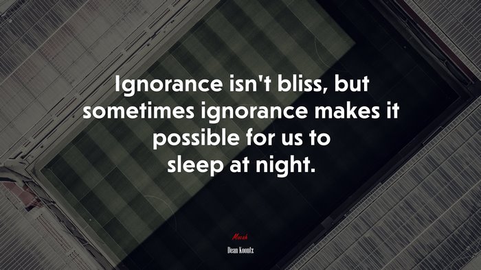 Ignorance isn’t bliss, but sometimes ignorance makes it possible for us to sleep at night. | Dean Koontz quote
