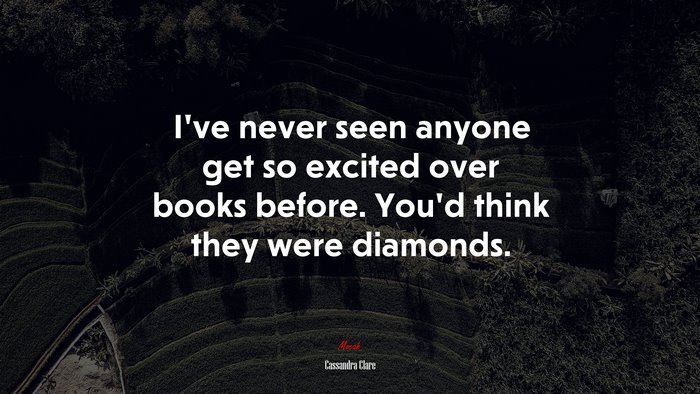 I’ve never seen anyone get so excited over books before. You’d think they were diamonds. | Cassandra Clare quote
