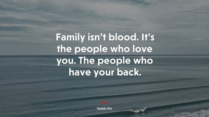 Family isn’t blood. It’s the people who love you. The people who have your back. | Cassandra Clare quote