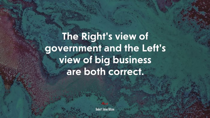 The Right’s view of government and the Left’s view of big business are both correct. | Robert Anton Wilson quote