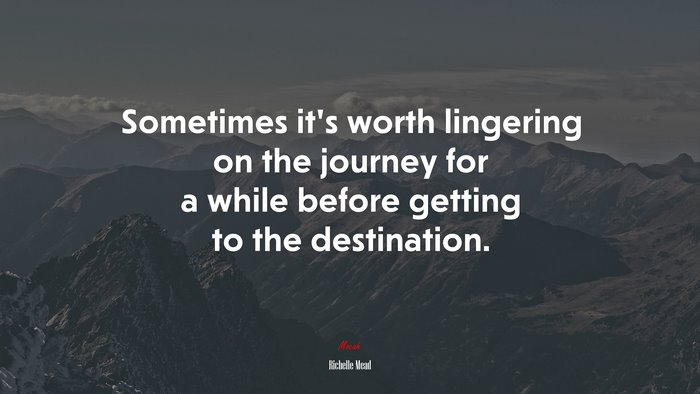 Sometimes it’s worth lingering on the journey for a while before getting to the destination. | Richelle Mead quote