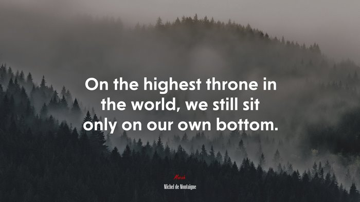 On the highest throne in the world, we still sit only on our own bottom. | Michel de Montaigne quote