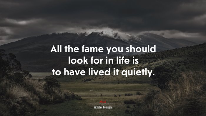 All the fame you should look for in life is to have lived it quietly. | Michel de Montaigne quote