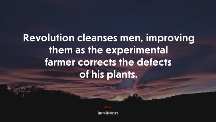 Revolution cleanses men, improving them as the experimental farmer corrects the defects of his plants. | Ernesto Che Guevara quote