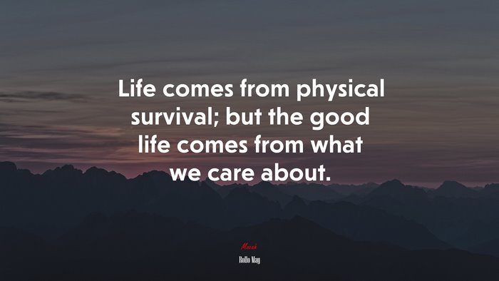 Life comes from physical survival; but the good life comes from what we care about. | Rollo May quote