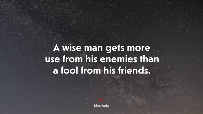 A wise man gets more use from his enemies than a fool from his friends. | Baltasar Gracián quote