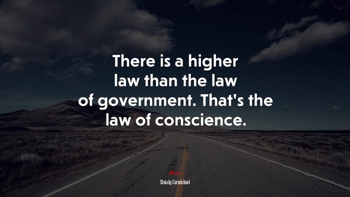 There is a higher law than the law of government. That’s the law of conscience. | Stokely Carmichael quote