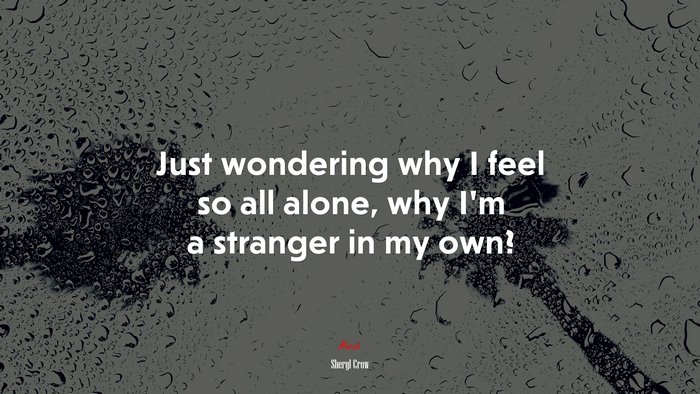 Just wondering why I feel so all alone, why I’m a stranger in my own? | Sheryl Crow quote