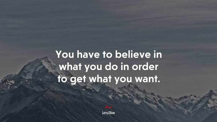 You have to believe in what you do in order to get what you want. | Larry Ellison quote