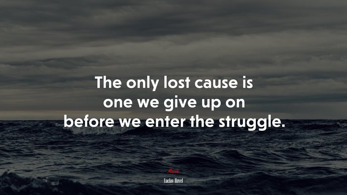 The only lost cause is one we give up on before we enter the struggle. | Václav Havel quote