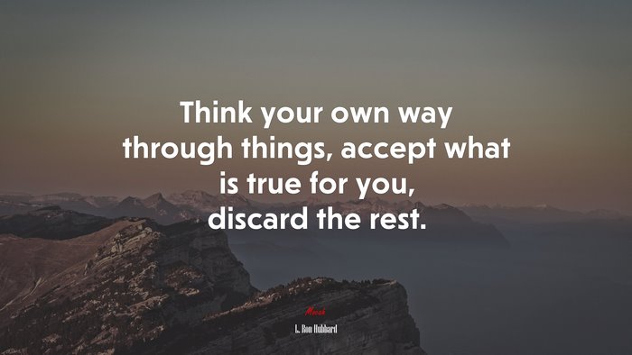 Think your own way through things, accept what is true for you, discard the rest. | L. Ron Hubbard quote