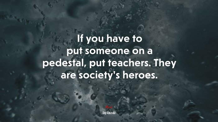 If you have to put someone on a pedestal, put teachers. They are society’s heroes. | Guy Kawasaki quote