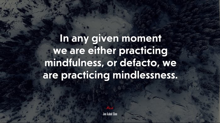 In any given moment we are either practicing mindfulness, or defacto, we are practicing mindlessness. | Jon Kabat-Zinn quote