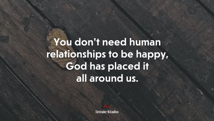 You don’t need human relationships to be happy, God has placed it all around us. | Christopher McCandless quote