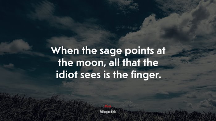 When the sage points at the moon, all that the idiot sees is the finger. | Anthony de Mello quote