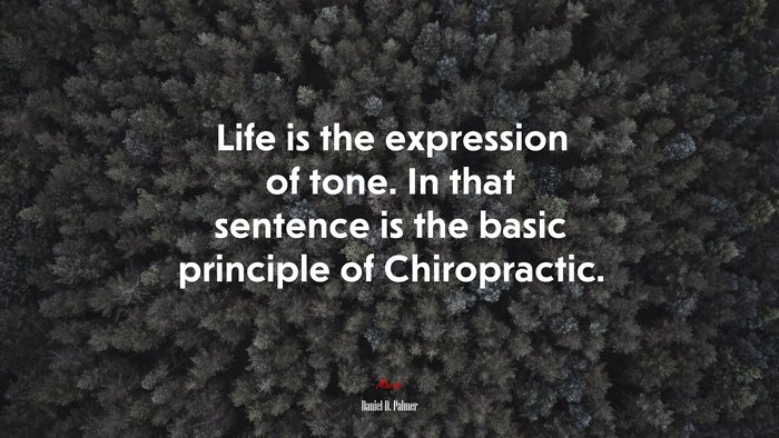 Life is the expression of tone. In that sentence is the basic principle of Chiropractic. | Daniel D. Palmer quote