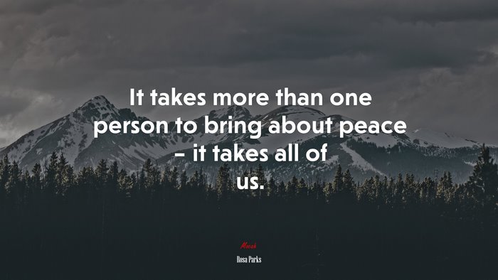It takes more than one person to bring about peace – it takes all of us. | Rosa Parks quote