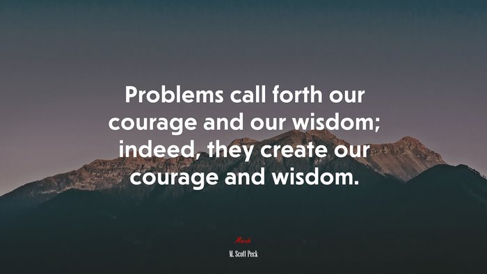 Problems call forth our courage and our wisdom; indeed, they create our courage and wisdom. | M. Scott Peck quote