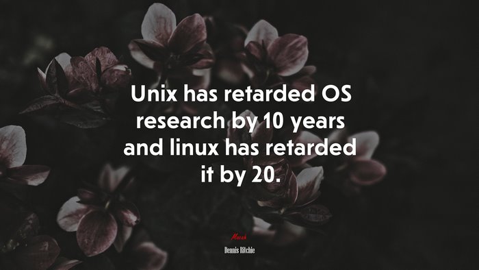 Unix has retarded OS research by 10 years and linux has retarded it by 20. | Dennis Ritchie quote
