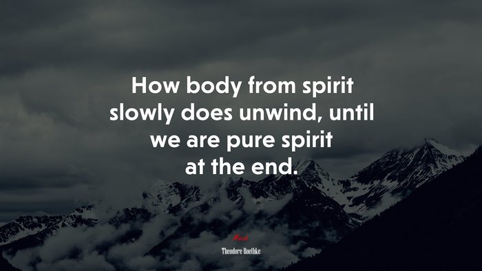 How body from spirit slowly does unwind, until we are pure spirit at the end. | Theodore Roethke quote
