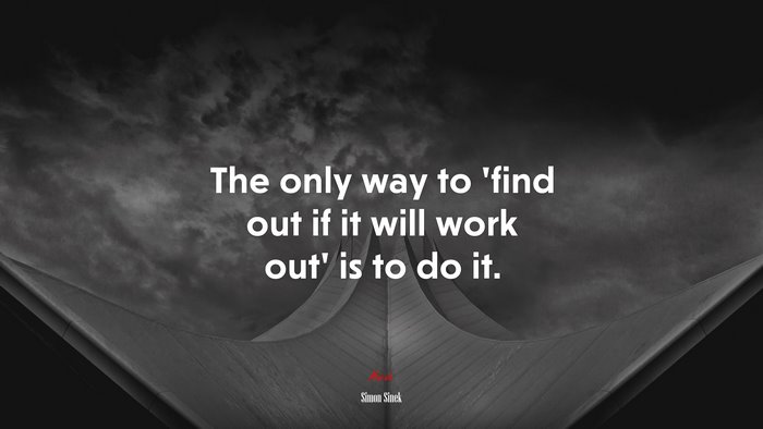 The only way to ‘find out if it will work out’ is to do it. | Simon Sinek quote