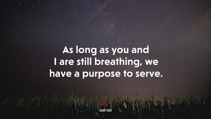 As long as you and I are still breathing, we have a purpose to serve. | Emmitt Smith quote