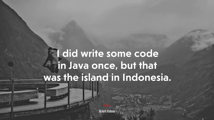 I did write some code in Java once, but that was the island in Indonesia. | Richard Stallman quote