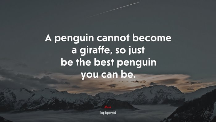 A penguin cannot become a giraffe, so just be the best penguin you can be. | Gary Vaynerchuk quote