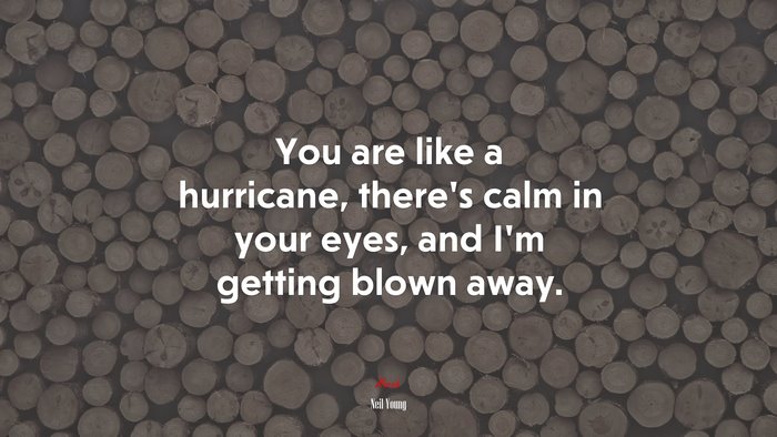 You are like a hurricane, there’s calm in your eyes, and I’m getting blown away. | Neil Young quote