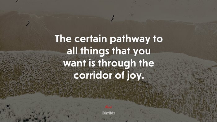The certain pathway to all things that you want is through the corridor of joy. | Esther Hicks quote