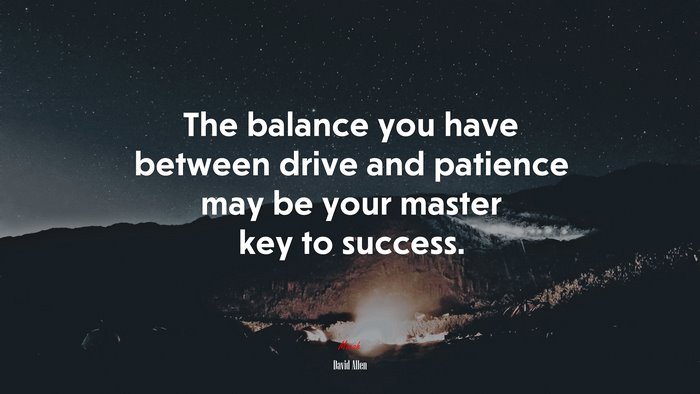 The balance you have between drive and patience may be your master key to success. | David Allen quote