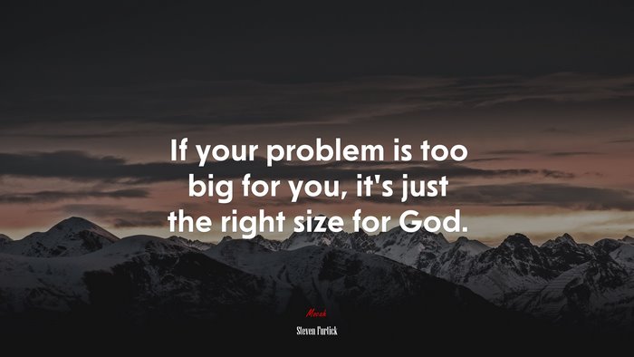 If your problem is too big for you, it’s just the right size for God. | Steven Furtick quote