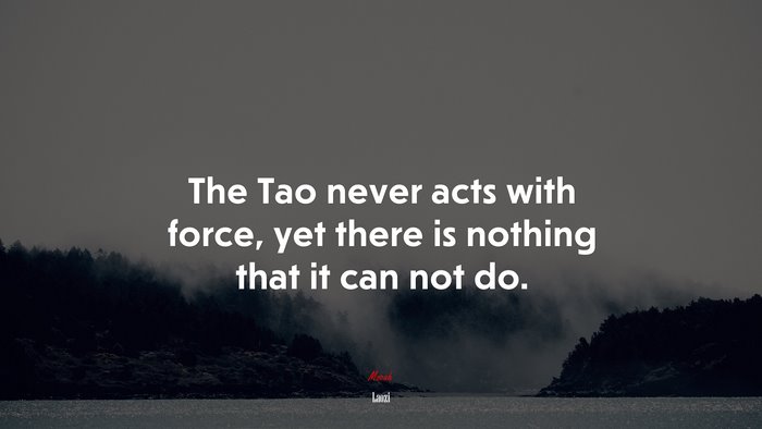 The Tao never acts with force, yet there is nothing that it can not do. | Laozi quote