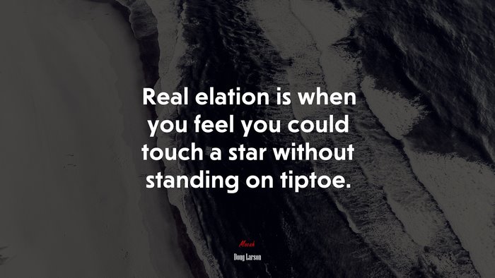 Real elation is when you feel you could touch a star without standing on tiptoe. | Doug Larson quote