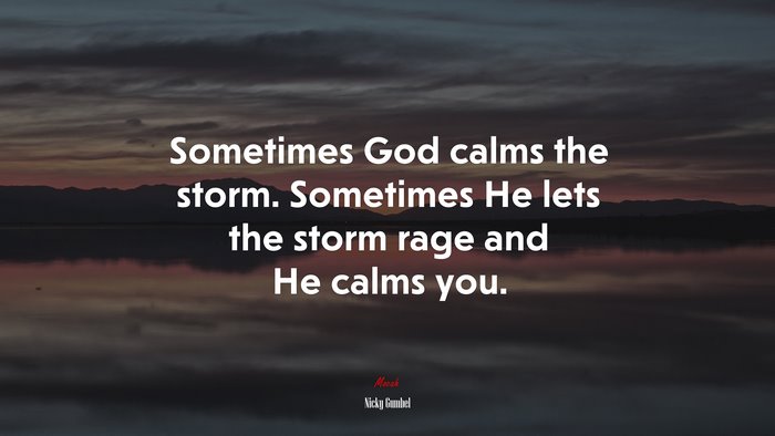 Sometimes God calms the storm. Sometimes He lets the storm rage and He calms you. | Nicky Gumbel quote
