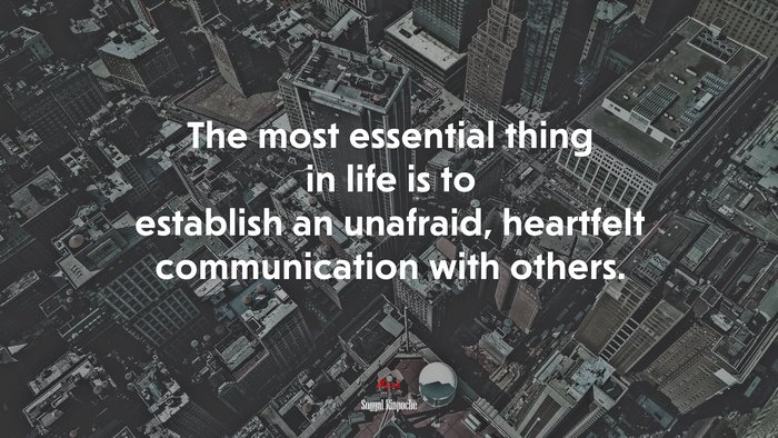 The most essential thing in life is to establish an unafraid, heartfelt communication with others. | Sogyal Rinpoche quote