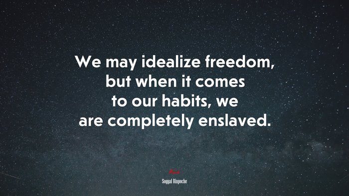 We may idealize freedom, but when it comes to our habits, we are completely enslaved. | Sogyal Rinpoche quote