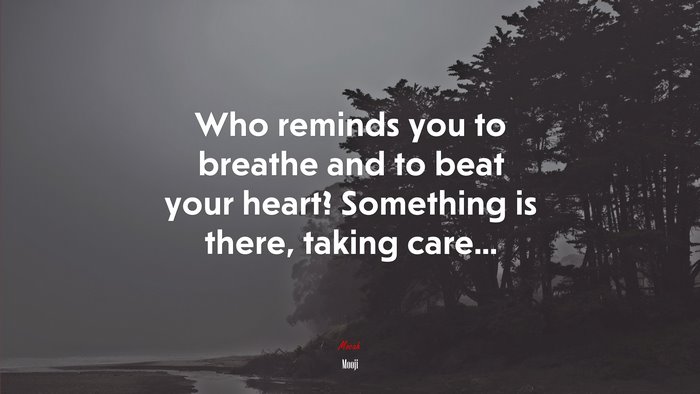 Who reminds you to breathe and to beat your heart? Something is there, taking care... | Mooji quote