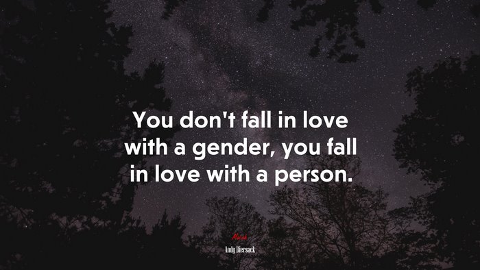 You don’t fall in love with a gender, you fall in love with a person. | Andy Biersack quote