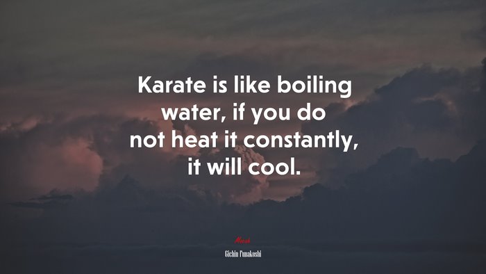Karate is like boiling water, if you do not heat it constantly, it will cool. | Gichin Funakoshi quote