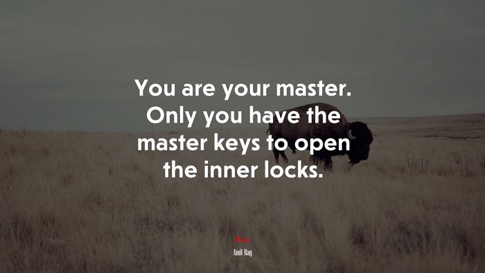 You are your master. Only you have the master keys to open the inner locks. | Amit Ray quote