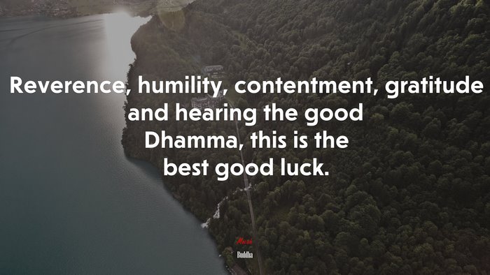 Reverence, humility, contentment, gratitude and hearing the good Dhamma, this is the best good luck. | Buddha quote