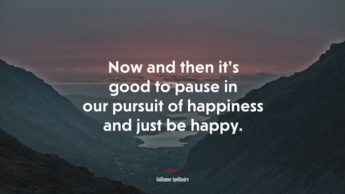 Now and then it’s good to pause in our pursuit of happiness and just be happy. | Guillaume Apollinaire quote