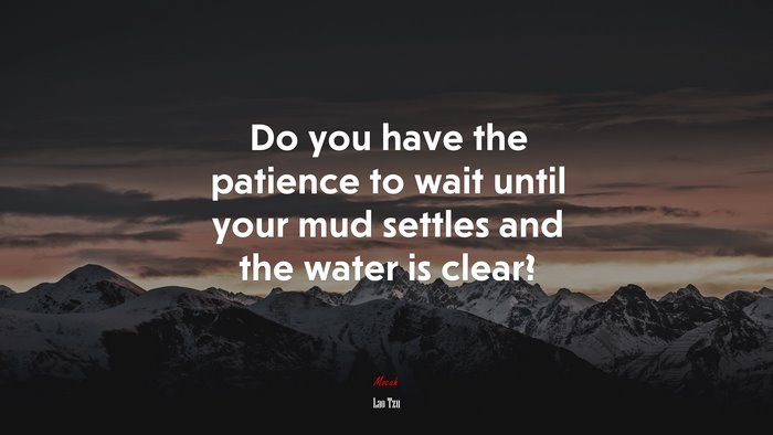 Do you have the patience to wait until your mud settles and the water is clear? | Lao Tzu quote