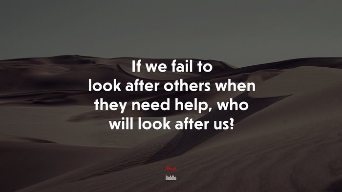 If we fail to look after others when they need help, who will look after us? | Buddha quote