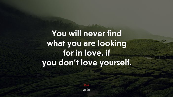 You will never find what you are looking for in love, if you dont love yourself. | Lady Gaga quote
