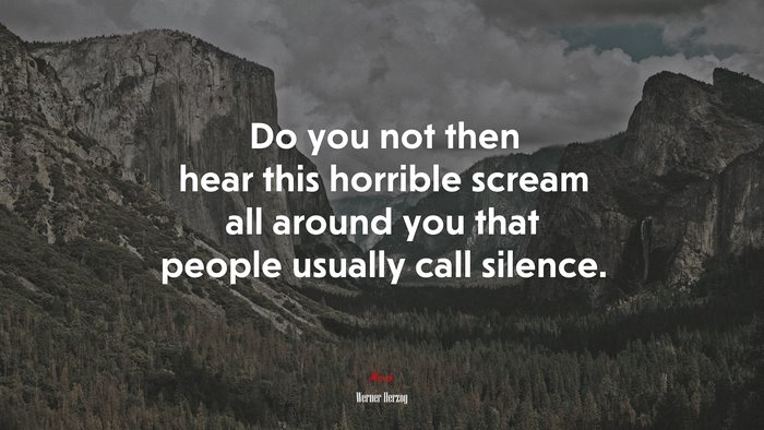 Do you not then hear this horrible scream all around you that people usually call silence. | Werner Herzog quote
