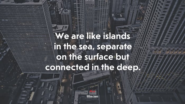 We are like islands in the sea, separate on the surface but connected in the deep. | William James quote