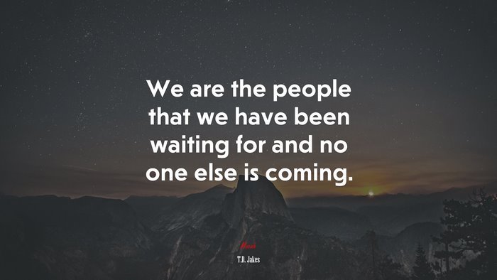 We are the people that we have been waiting for and no one else is coming. | T.D. Jakes quote